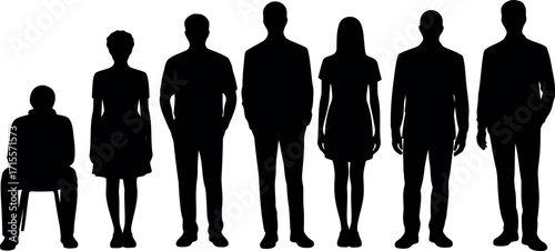 Diverse silhouettes crowd group diversity people icons business casual professional representation teamwork community figures vector