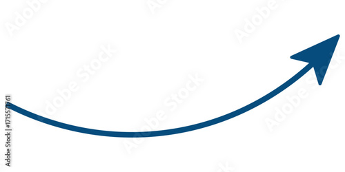 Long arrow icon curved upwards. curve arrow icon. Long arrow icon. Curve arrow vector illustration. Right up curved arrow icon. Long line arrow vector.