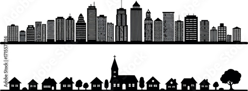 Modern cityscape skyline silhouette vector graphics urban architecture collection vector