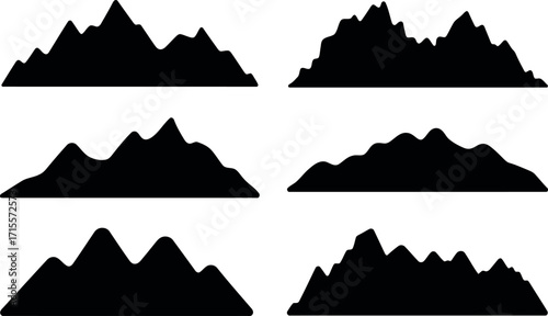 Diverse mountain silhouettes landscape collection rugged peaks natural scenic views vector