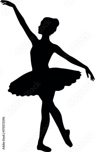 Elegant silhouette of ballerina dancer in graceful pose ballet performance artistry vector