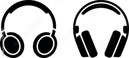Minimalist headphone icons line art sound audio entertainment music listening devices vector