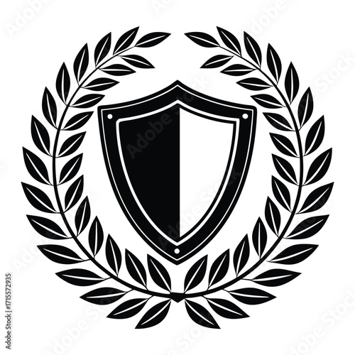 Classic soccer crest shield with laurel wreath for sports teams and championships 