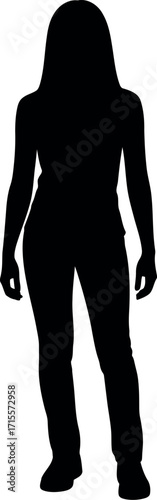 Female silhouette standing casual wear fashionable confident model full body vector