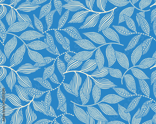 Dotted leaf organic seamless pattern.