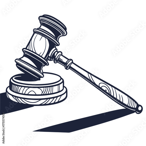 Illustration of a gavel, , symbolizing law, justice, and legal proceedings, with a focus on legal authority and the importance of jurisprudence