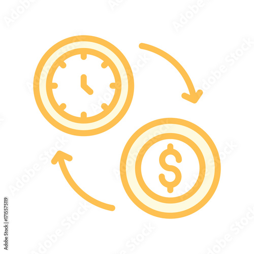 Time Is Money duotone line icon , vector, pixel perfect, illustrator file 
