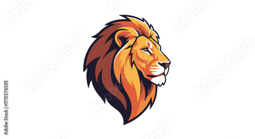 Vibrant Lion Head Mascot Logo Design with Intricate Details