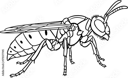 Vector art of line drawing of a wasp