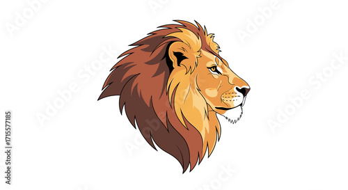 Lion Head Profile Digital Illustration Isolated Animal