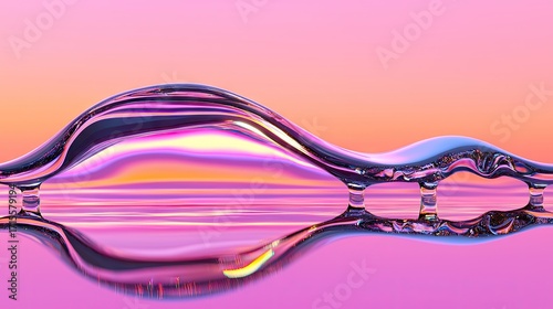 A vibrant abstract design of a liquid wave with iridescent colors.