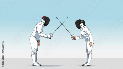 illustration of two fencing athletes