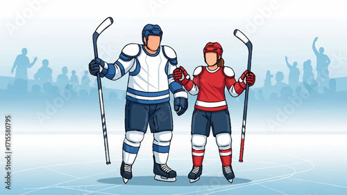 illustration of two ice hockey players on ice