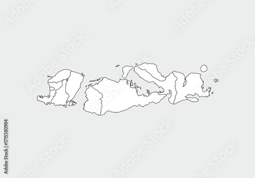 simple administrative, political and road map vector map of indonesian west nusa tenggara province
