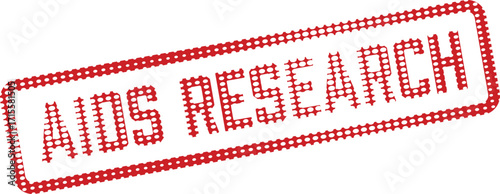 Red polka dot pattern forms aids research text and outline on white