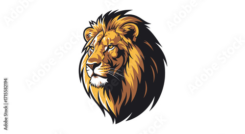 Majestic Lion Head Artistic Illustration on White