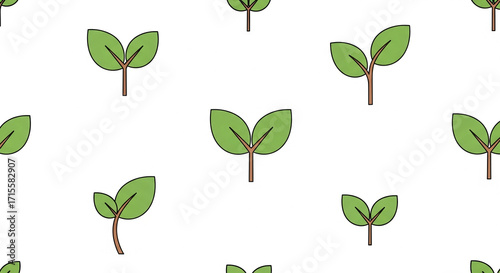 Seamless Pattern of Green Sprouts Nature-Inspired Repeatable Design