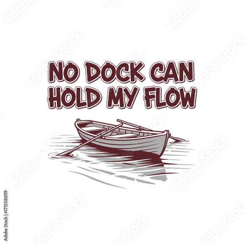Illustration of a rowboat with oars and a motivational phrase above it design