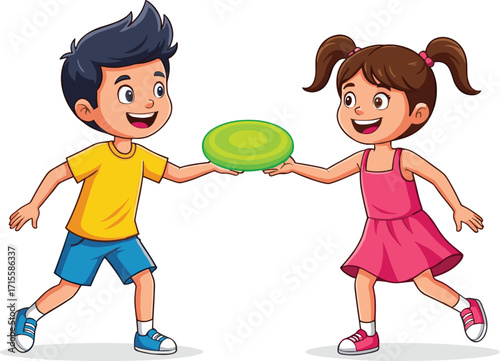 children, playing, frisbee, outdoor, park, summer, fun, happy, kids, friendship, active, game, smiling, boy, girl, sports, leisure, activity, playful, teamwork