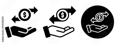 Money Transfer Icon Collection Glyph & Mixed Style