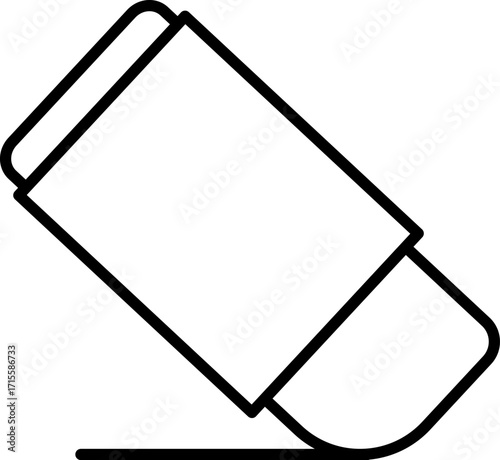 Eraser Icon for Study and Correction. Line art eraser icon representing study correction editing learning tools and classroom essentials for students schools teachers and training purposes.