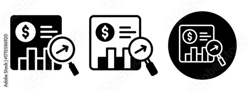 Money Analysis Icon Collection Glyph & Mixed Style
