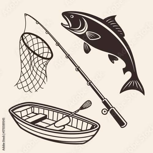 vector illustration of fishing boat