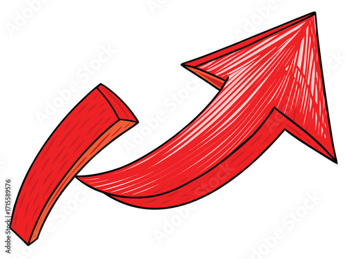 Red arrow pointing upwards with textured shading direction