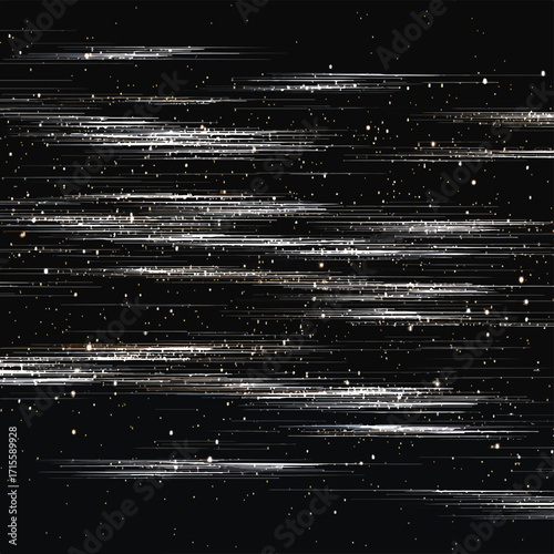 宇宙空間を疾走する光の線と星屑の幻想的なベクターアート