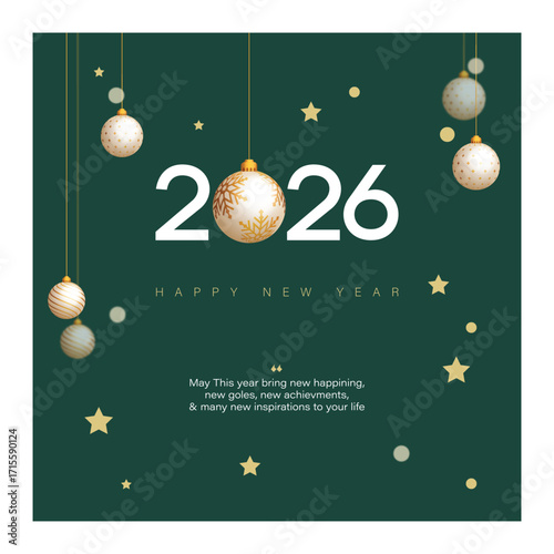 Elegant 2026 new year celebration with snowflakes and bells