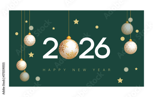 Elegant 2026 new year celebration with snowflakes and bells