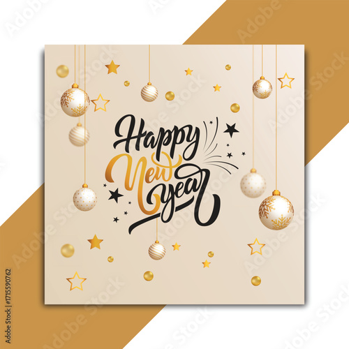 Elegant 2026 new year celebration with snowflakes and bells
