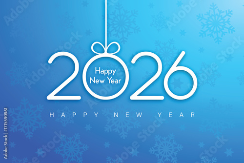 Elegant 2026 new year celebration with snowflakes and bells