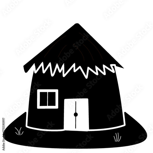 hut silhouette cartoon image clipart element vector printable children book.eps