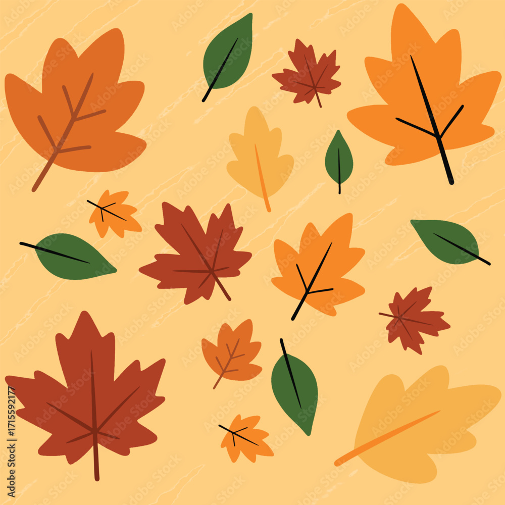 Fototapeta premium Autumn fall leaves illustration vector