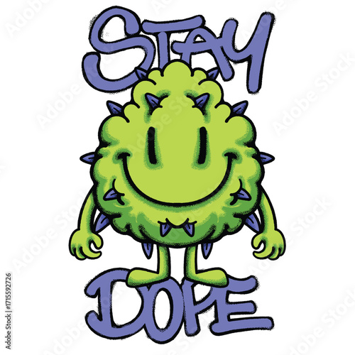 Cheerful Spiky Monster hand drawn tshirt illustration