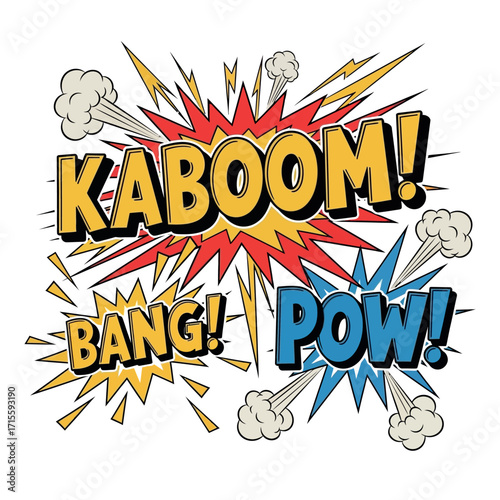 Explosive Comic Book Sound Effects Pow Bang Kaboom!