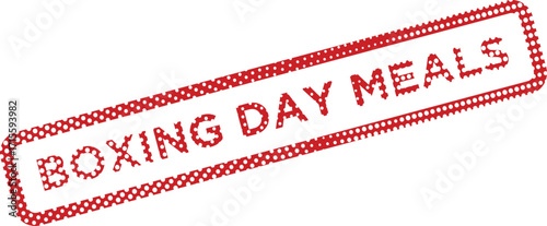 Red polka dot seal displays the message boxing day meals on white