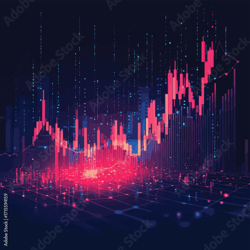 Stock chart depicting import price shock with abstract spike visualization to analyze economic performance trends , vector style simple color