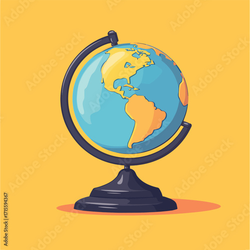 Charming small globe on a table representing global product tracking and international exploration , vector style simple color