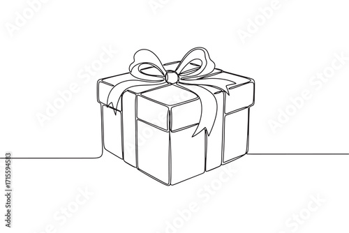 a simple line drawing of a gift box with a bow