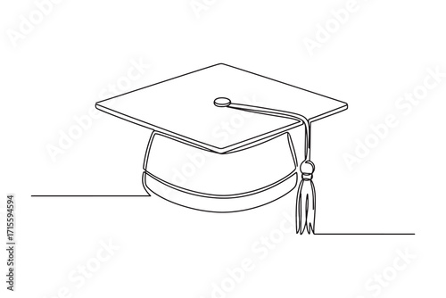 Continuous Line Drawing of a graduation cap, academic symbol