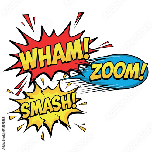 Explosive Comic Book Sound Effects With Wham Zoom Smash Words