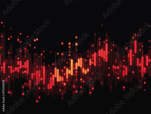 赤とオレンジのベクトルスタイルのキャンドルスティックチャートのグラフィックデザイン