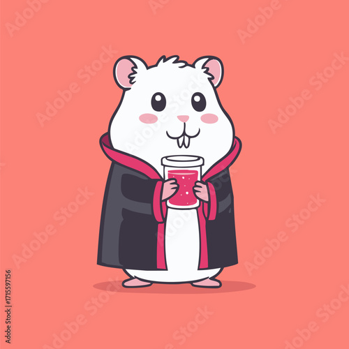 Funny Hamster Vampire Drinking Juice