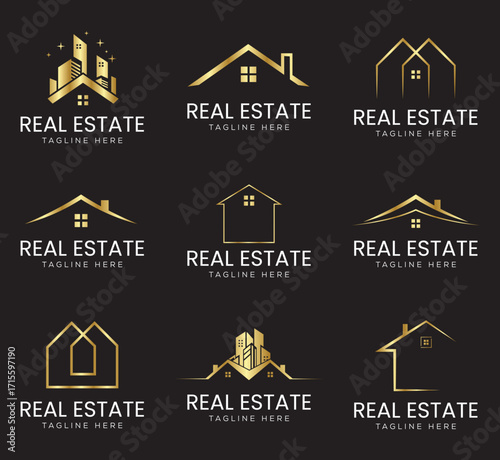 set of real estate logo design and templates
