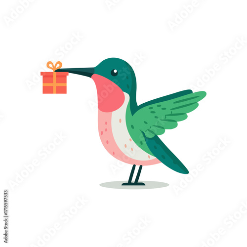 Hummingbird Holding A Gift Box