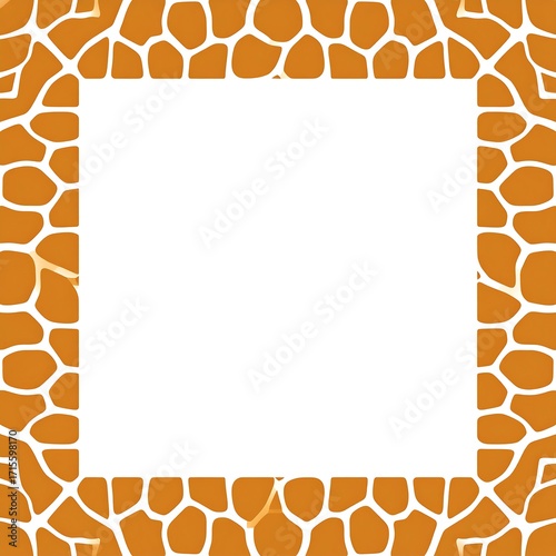 A decorative frame with a repeating giraffe-skin pattern in warm orange tones, creating a visually appealing backdrop.
