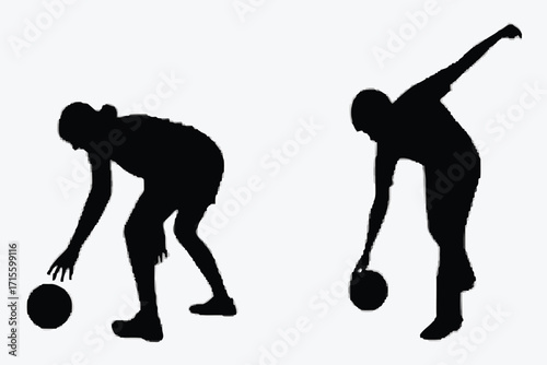 Two silhouettes of athletes preparing to compete in discus throwing