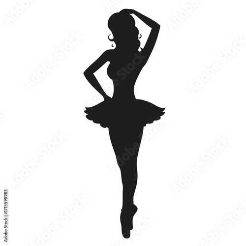 Elegant silhouette of a ballerina in a classic pose isolated on white